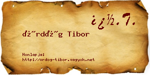 Ördög Tibor névjegykártya